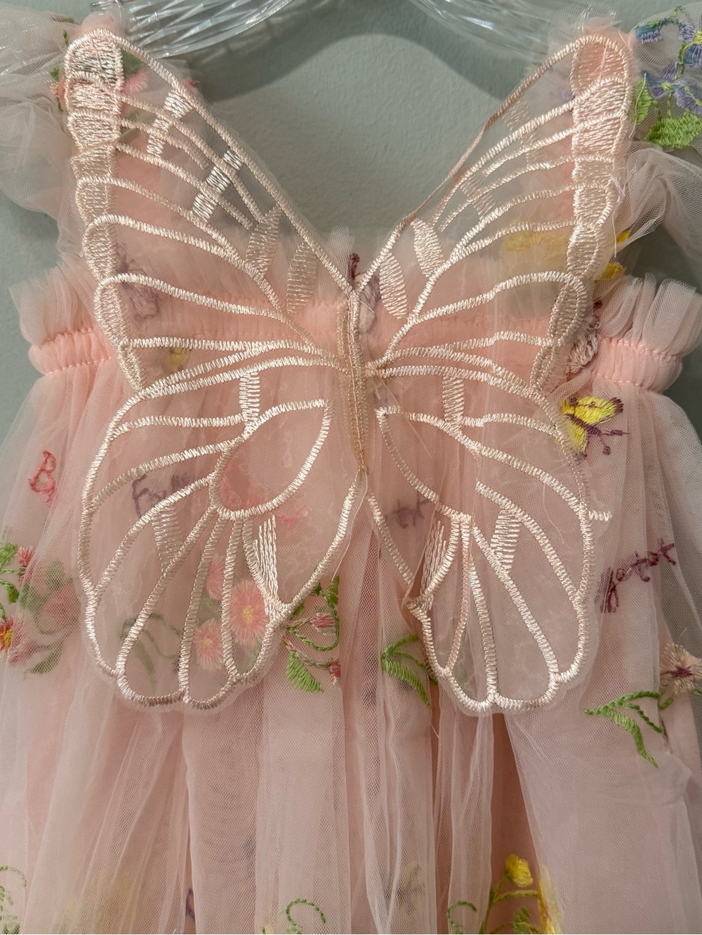 NWOT (3-4 Years) Girls Pink Butterfly Wings Tulle Dress - Picture 3 of 6